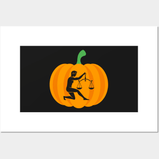 Halloween Jack O Lantern Libra Zodiac Sign Posters and Art